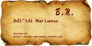 Béldi Marianna névjegykártya